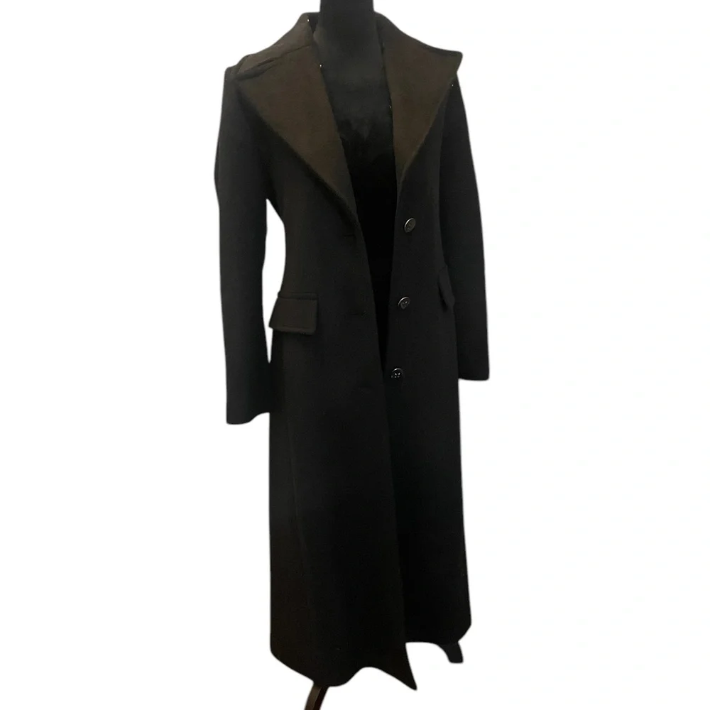 Calvin Klein Black tailored  Long  Coat,Small - Picture 5 of 6
